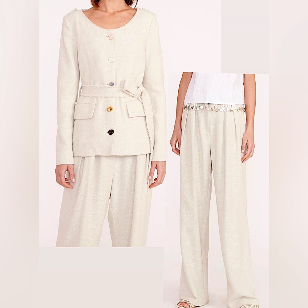 NWT Staud suit Set - Luisa pant & Charles blazer in oatmilk 00 XS